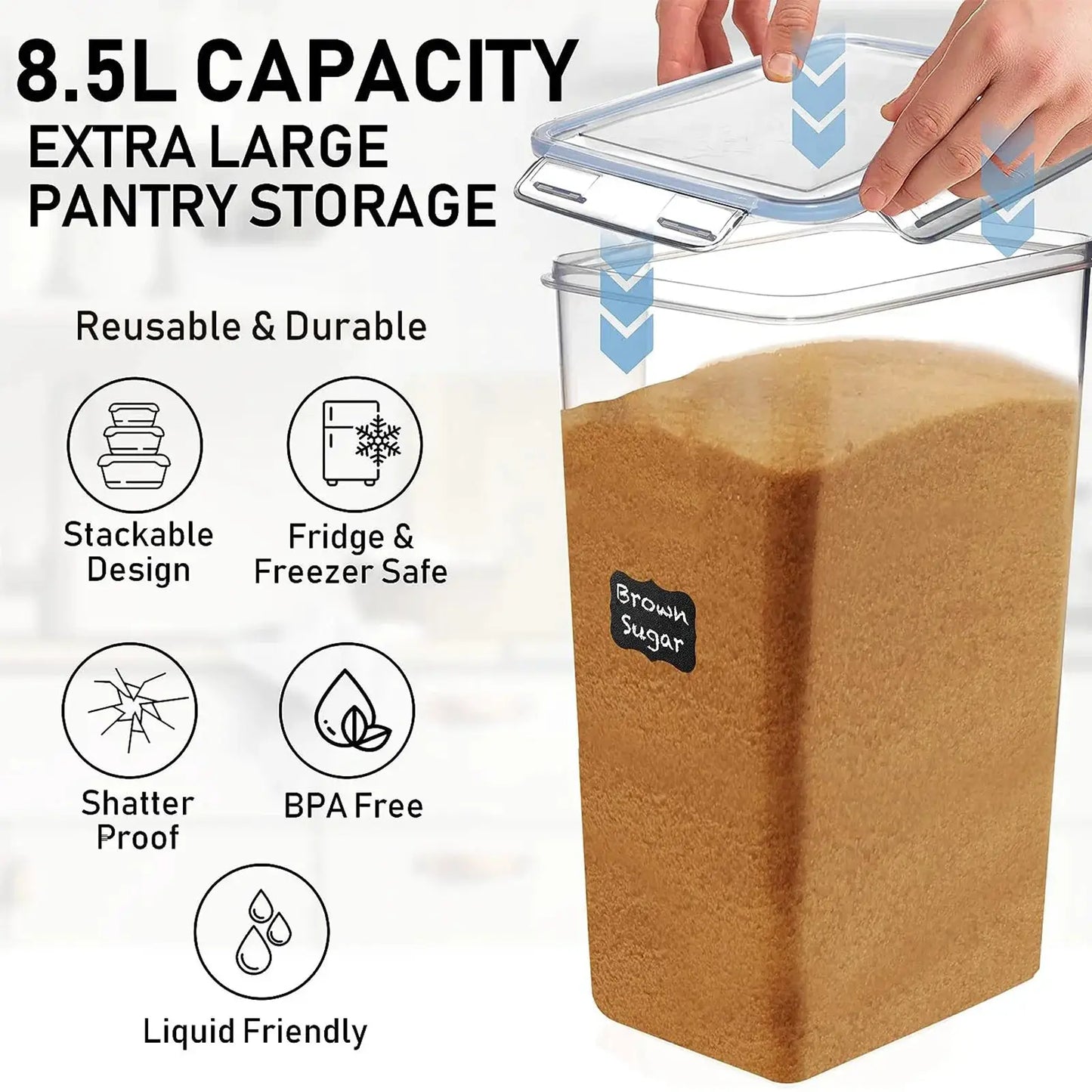 2Pcs Large Airtight Food Storage Containers Pantry 8.7L For Cereal Flour Sugar Pantry Organization from PriceLows™
