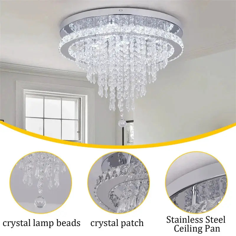 Modern K9 Luxury Crystal Ceiling Lamp Smart Led Living Dining Room Pendant Light Chandelier Remote Control Hanging Decor Luminai from PriceLows™