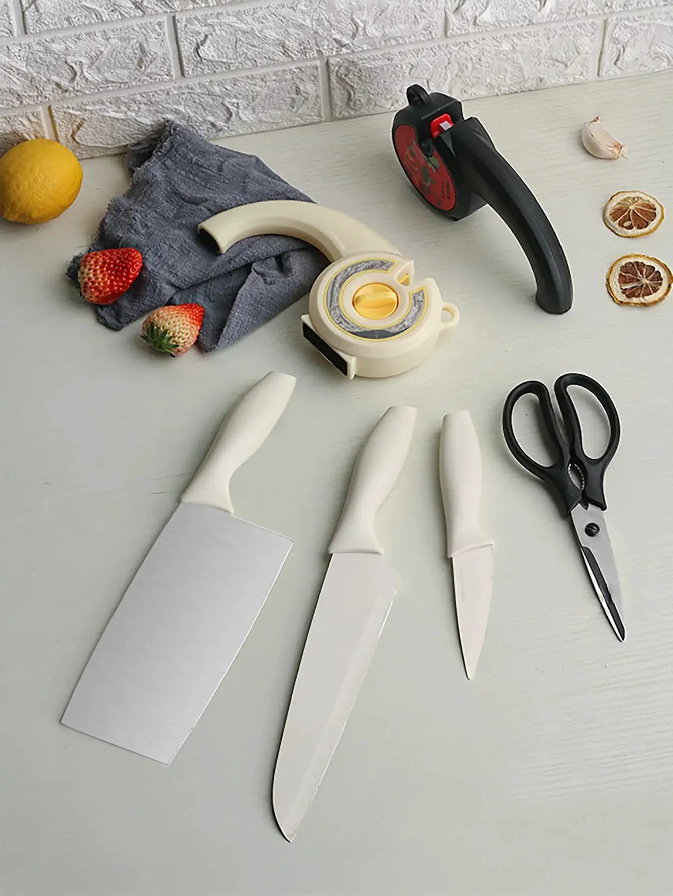 Knife Sharpener | 6 In 1 | Rotary Knob | Kitchen Knives Scissors Bread Knives
