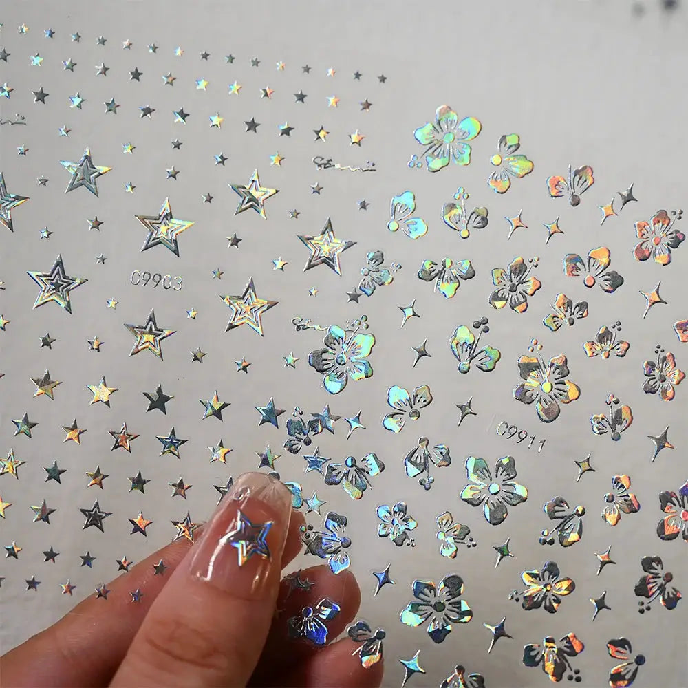 12Pcs 3D Gold Sliver Stars Nail Stickers Bronzing Starlight Nail Art Decals Self Adhesive Slider Decals DIY Nail Tips Decoration from PriceLows™