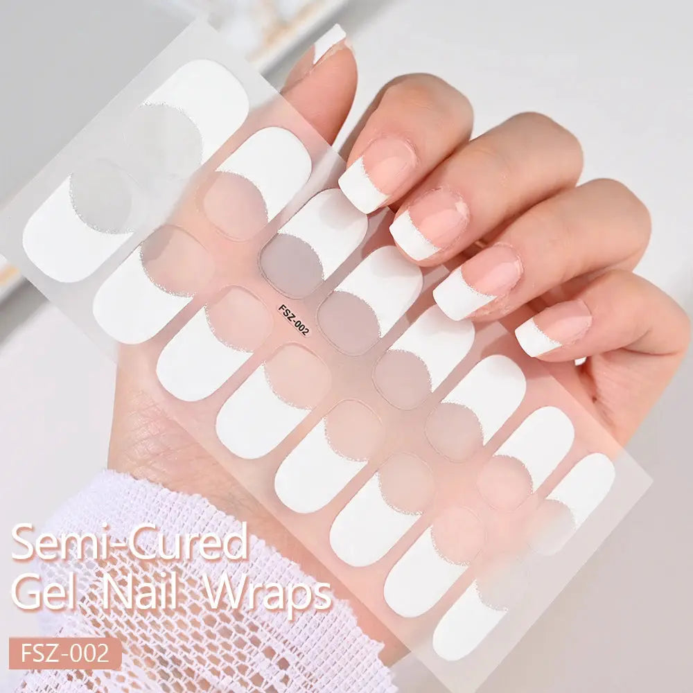 Semi Cured Wraps Fast Gel Nail Sticker Soild Nail Gel Wraps Adhesive Full Cover Gel Nail Decal UV Lamp Cured Manicure Decoration from PriceLows™