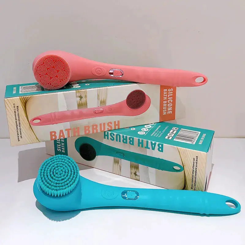 Back Scrubber | 4 Cleaning Heads | Rechargeable Silicone Waterproof | One Size