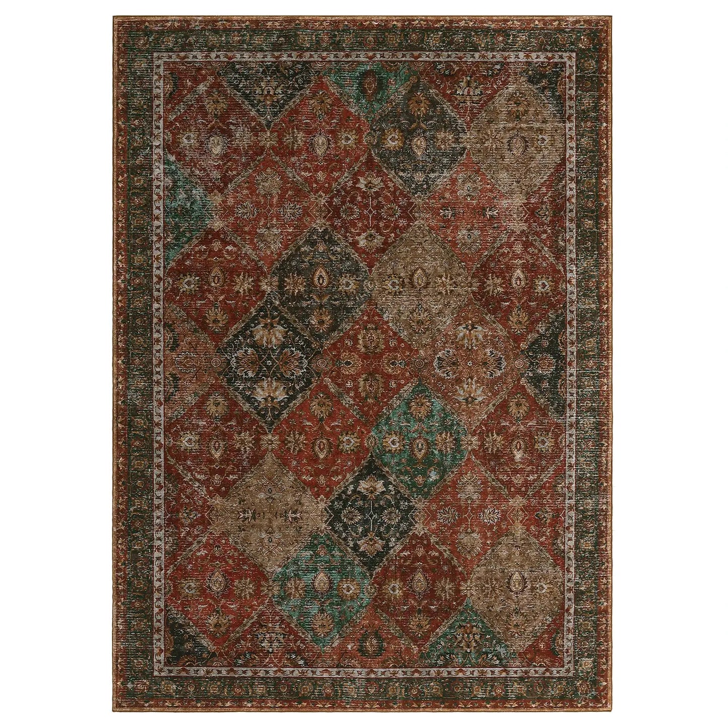 Rug for Living Room, Machine Washable, Non-Slip,Stain & Water Resistant, Low-Pile Moroccan Trellis Hallway Vintage Foldable Rug from PriceLows™