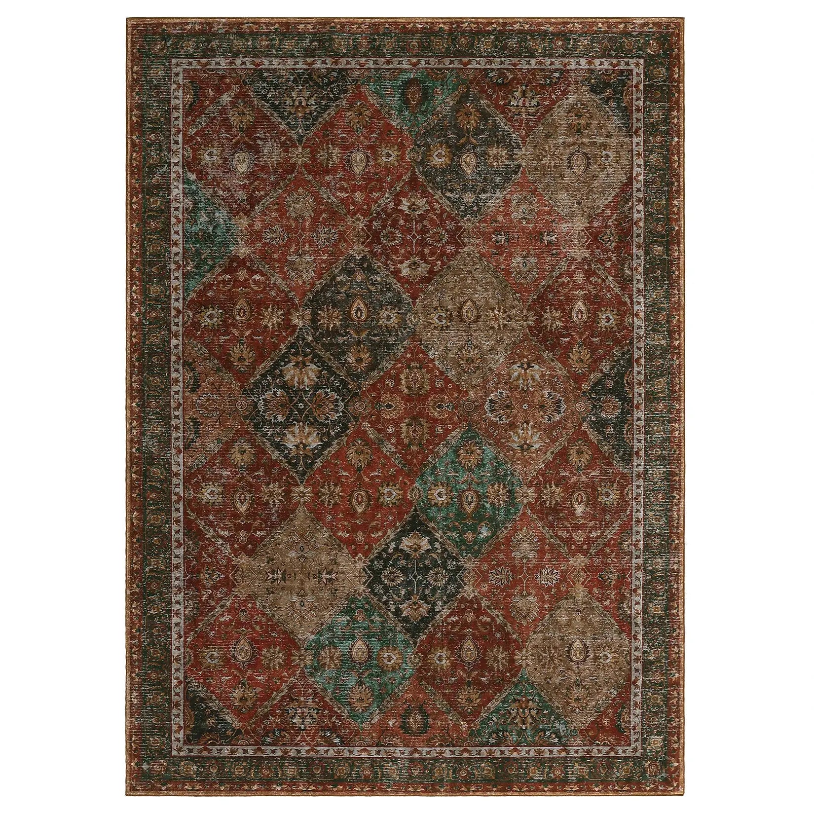 Rug for Living Room, Machine Washable, Non-Slip,Stain & Water Resistant, Low-Pile Moroccan Trellis Hallway Vintage Foldable Rug from PriceLows™
