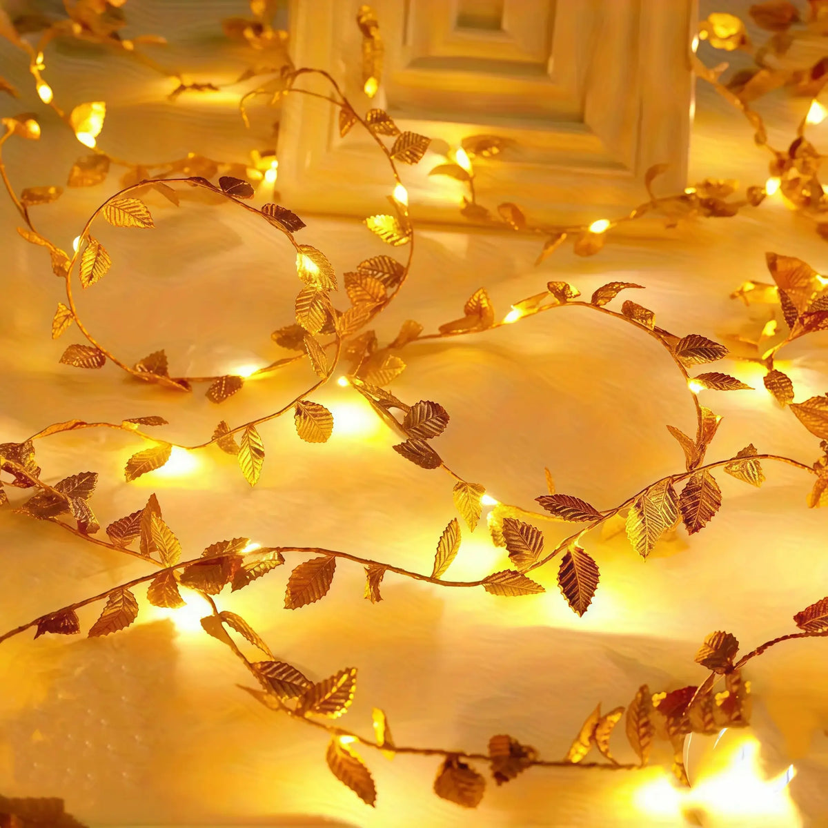 LED Ivy String Lights | Outdoor Plug In | Warm White Bulbs | Garden Decor