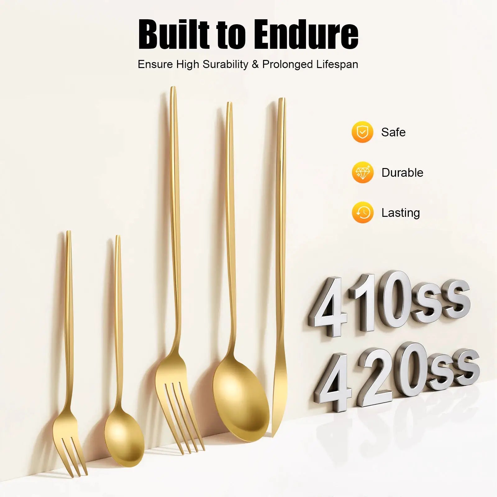 90Pcs Gold Stainless Steel Silverware - Heavy Duty Cutlery, 420 Stainless Steel Tableware Set for Wedding, Buffets, Restaurants from PriceLows™