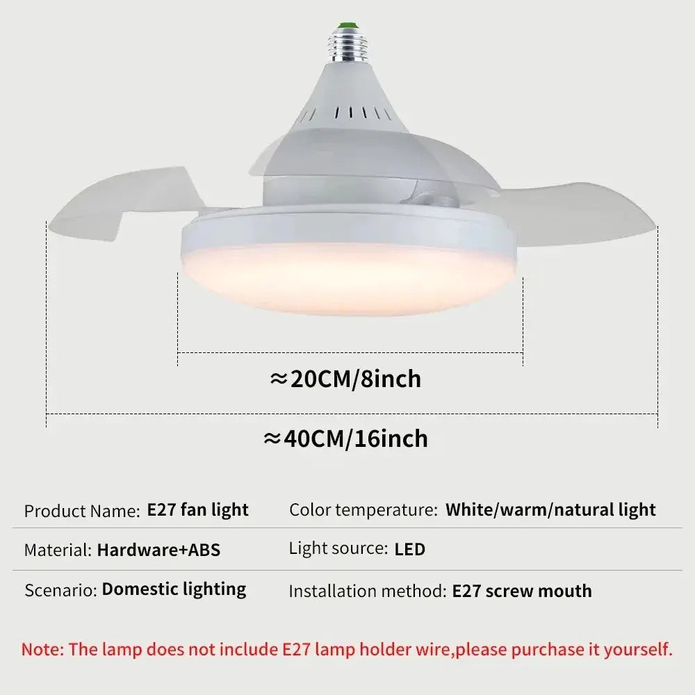 Ceiling Fan Light | Remote Control | E27 Socket | Dimmable LED
