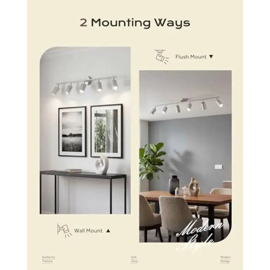 Track Lighting Fixtures Ceiling, 5 Light Brushed Nickel Track Lighting, 3000K GU10 Bulbs Included, 43.7" LED Track Lights for K from PriceLows™