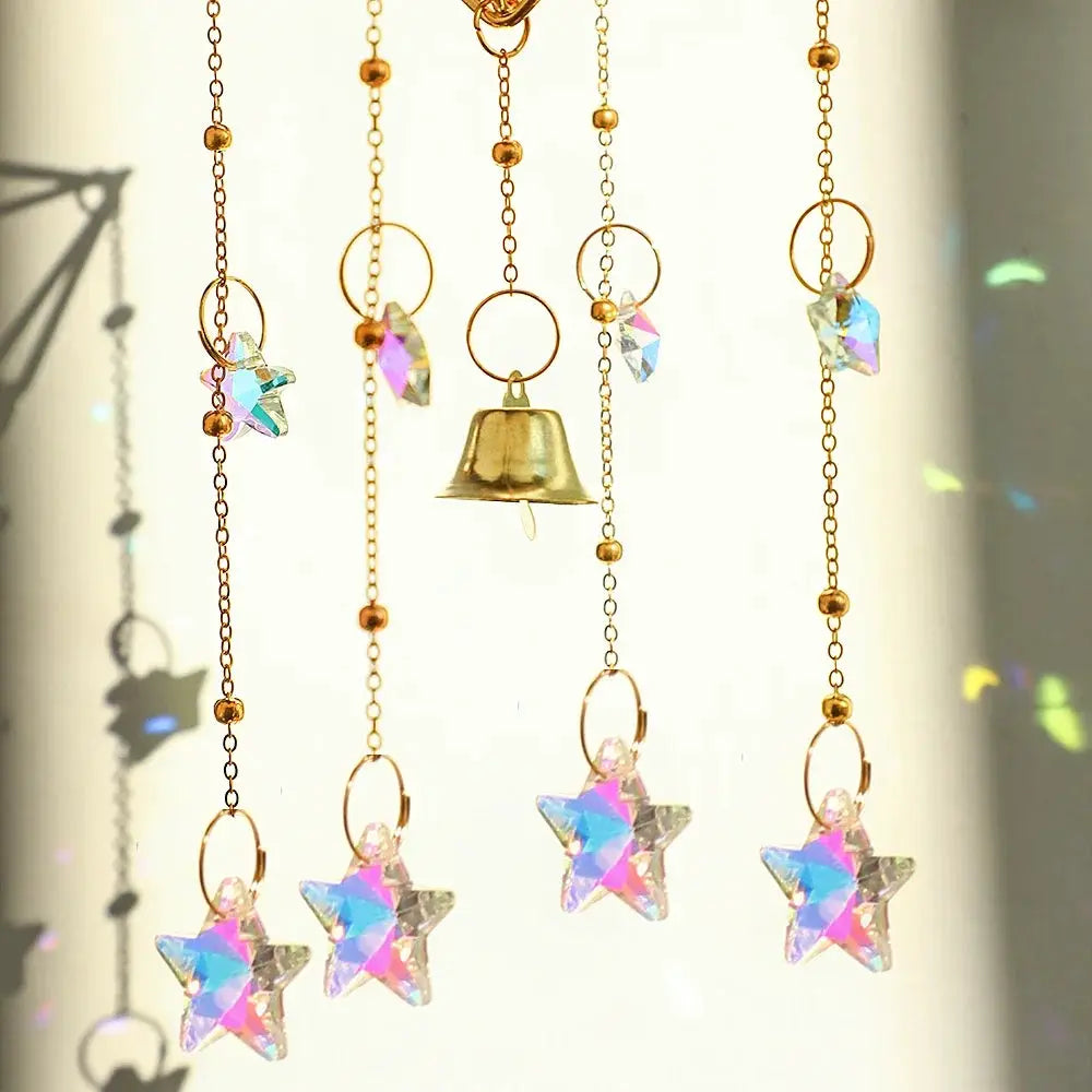 Rainbow Star Moon Wind Chimes, Sun Catcher Outdoor Window Home Decoration Garden Car Pendant from PriceLows™