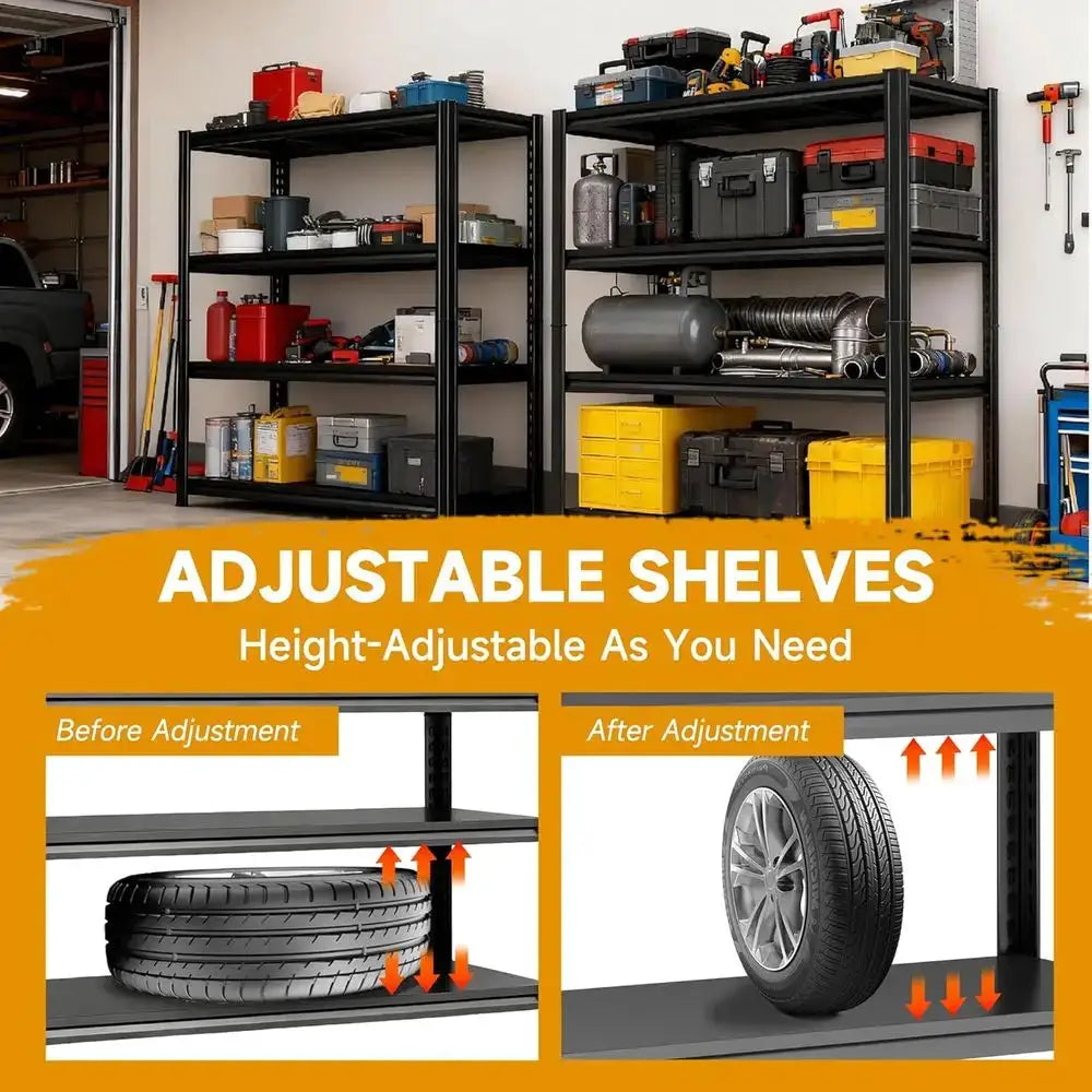 72 Heavy-Duty 5-Tier Garage Shelving, 40 Wide, 2500 lbs Capacity, Ideal for Storage in Garages, Warehouses, and Basements, Black from PriceLows™