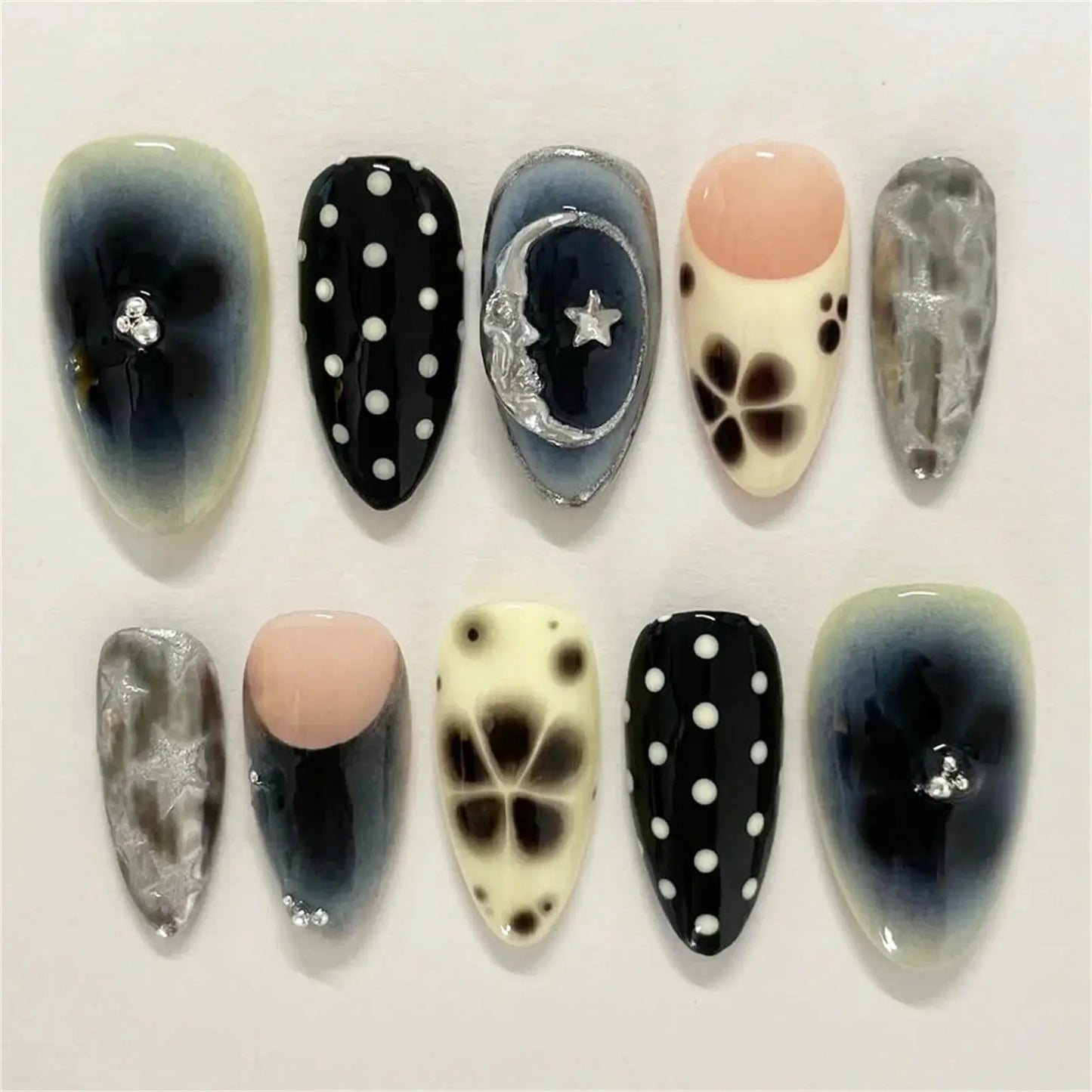 Press On Nails | Wine Red Blush | Flower Print | 24 Piece Set