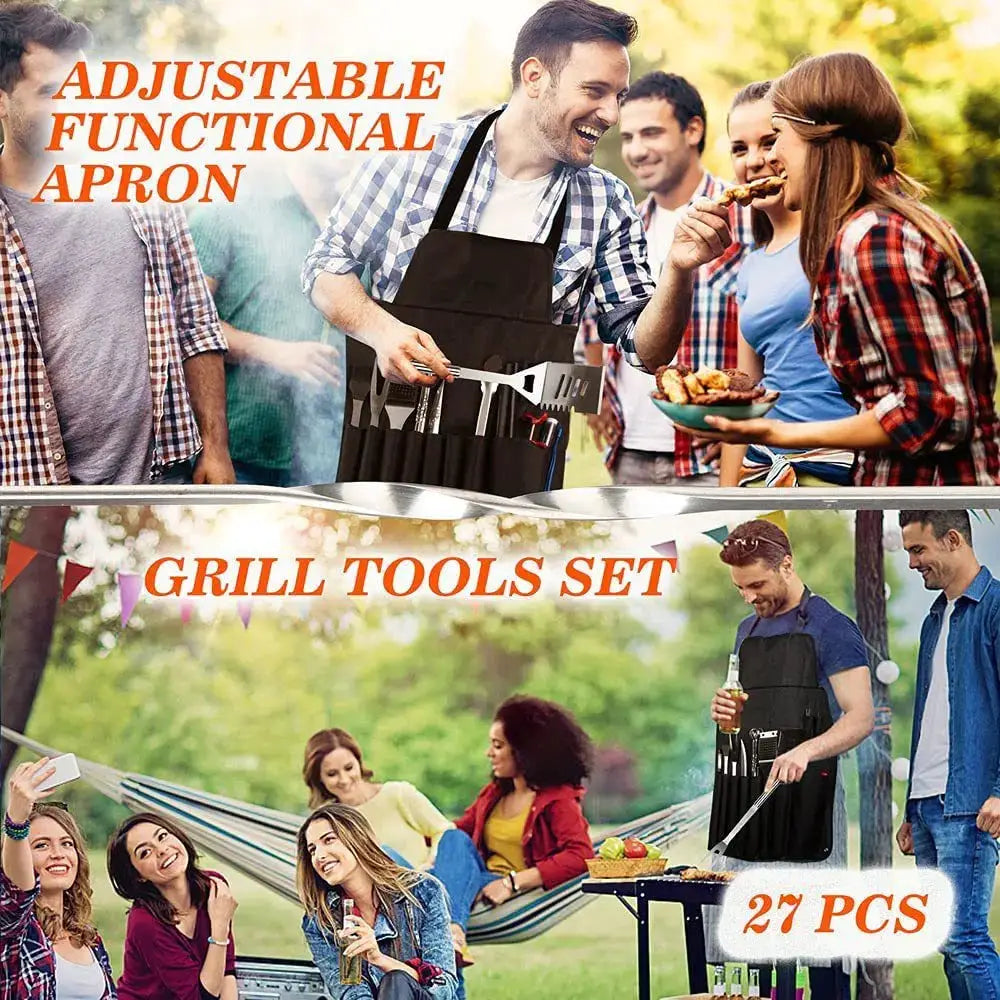 BBQ Tool Set | 39-Piece Stainless Steel | Apron And Case Included | Outdoor Use