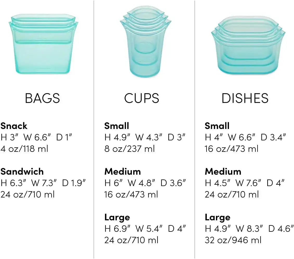 Silicone Food Storage Set | 8-Piece | Microwave, Freezer & Dishwasher Safe