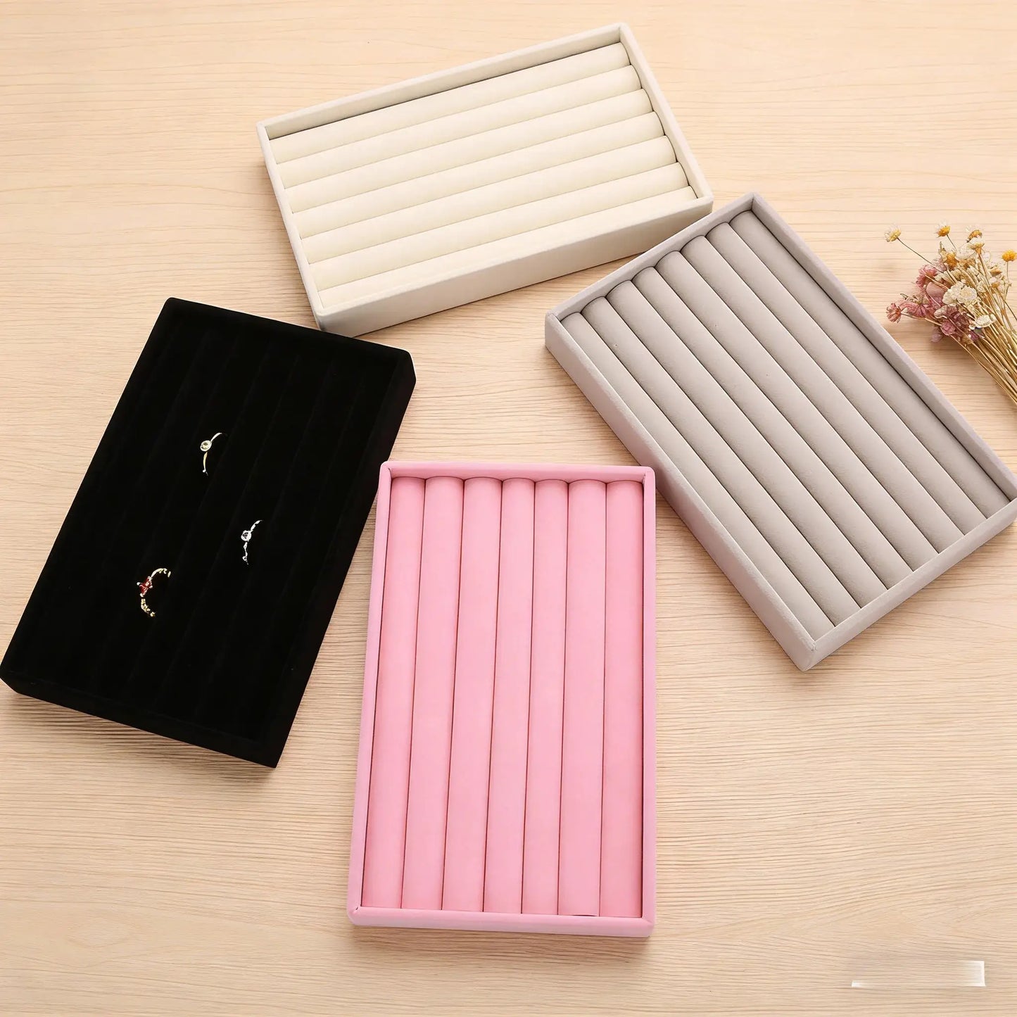Jewelry Display Jewelry Storage Box Velvet Desktop Organizer Ring Necklace Bracelet from PriceLows™