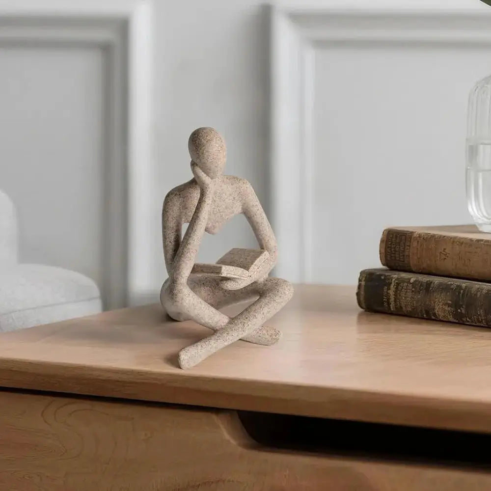 Bookshelf Decor Home Decor - Person Who is Thinking Abstract Thinker Sculpture Figurine Statue Resin Modern Reading Decoration from PriceLows™