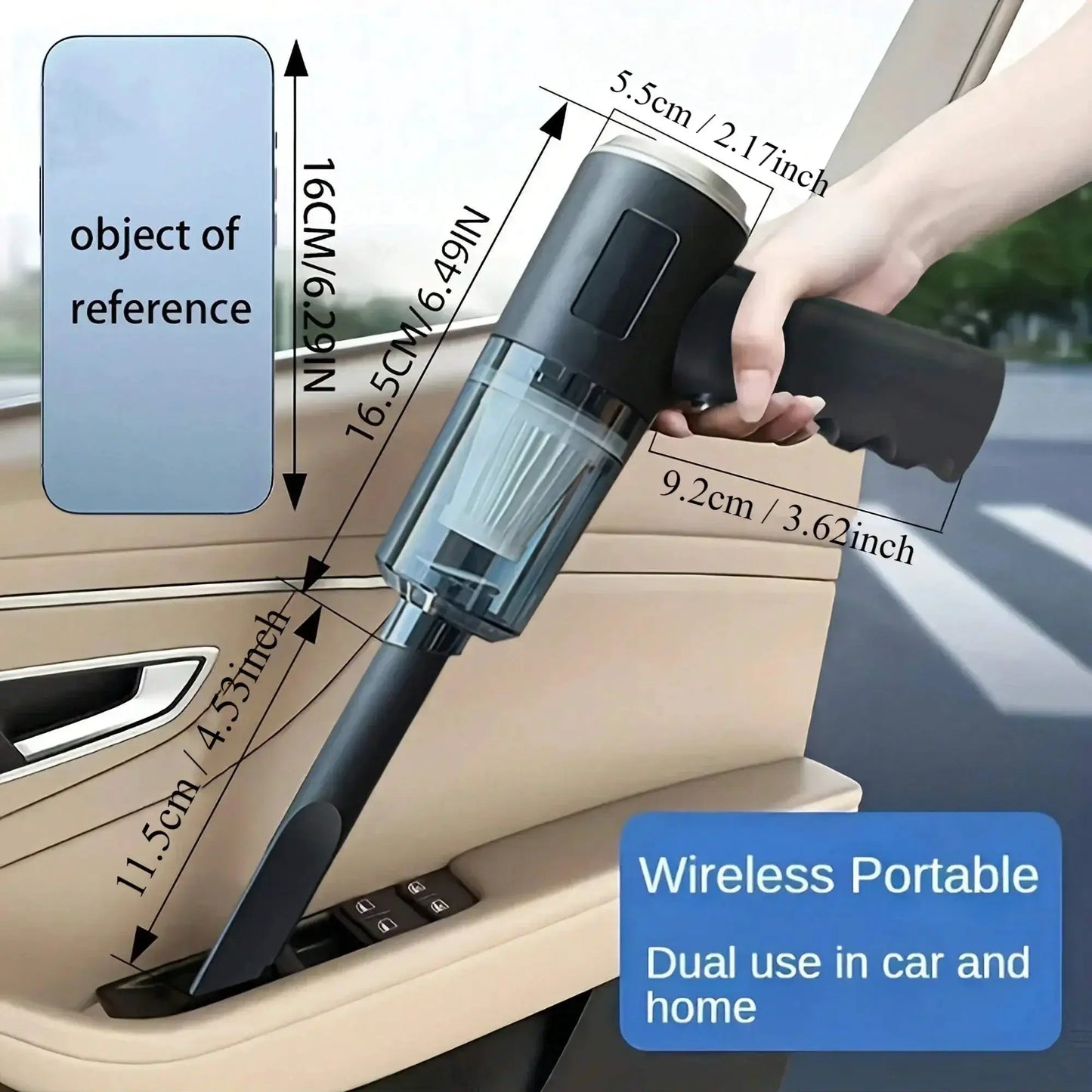 1pc Wireless Vacuum Cleaner Dual Use for Home and Car 120W High Power Powerful Vacuum Cleaner Black from PriceLows™