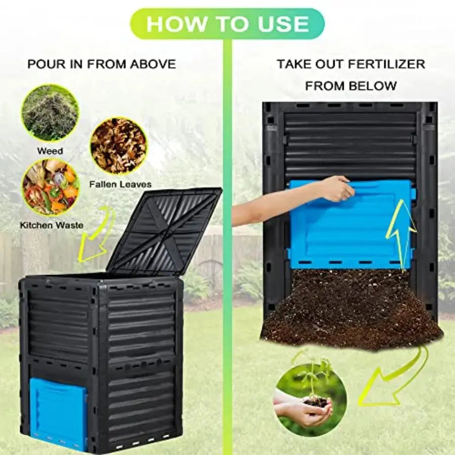 Garden Compost Bin 80 Gallon 300L Large, Outdoor Composter from PP Material, Composting Box Easy Assembly Many Vents, Fast Crea from PriceLows™