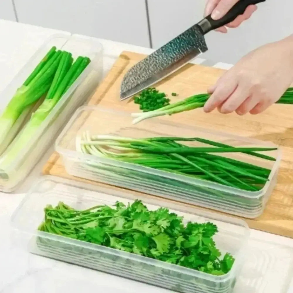 Rectangular Airtight Refrigerator Storage Containers Stackable Fresh-Keeping Transparent Boxes Kitchen Organizers for Fruits Veg from PriceLows™