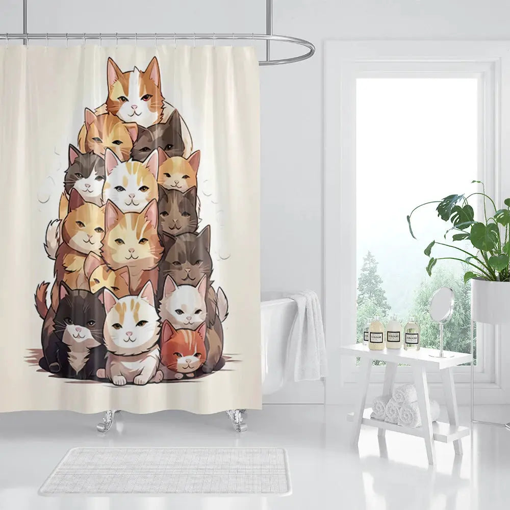 Animal Shower Curtain, Cartoon Cat Dog Bathtub Shower Cute Kids Boys Girls Bathroom Decorative Shower Curtains from PriceLows™
