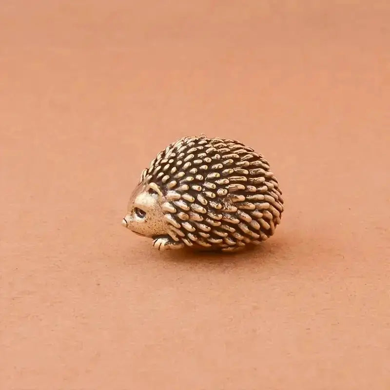 Brass Hedgehog Figurine | Vintage Metal Craft | Desktop Home Accent