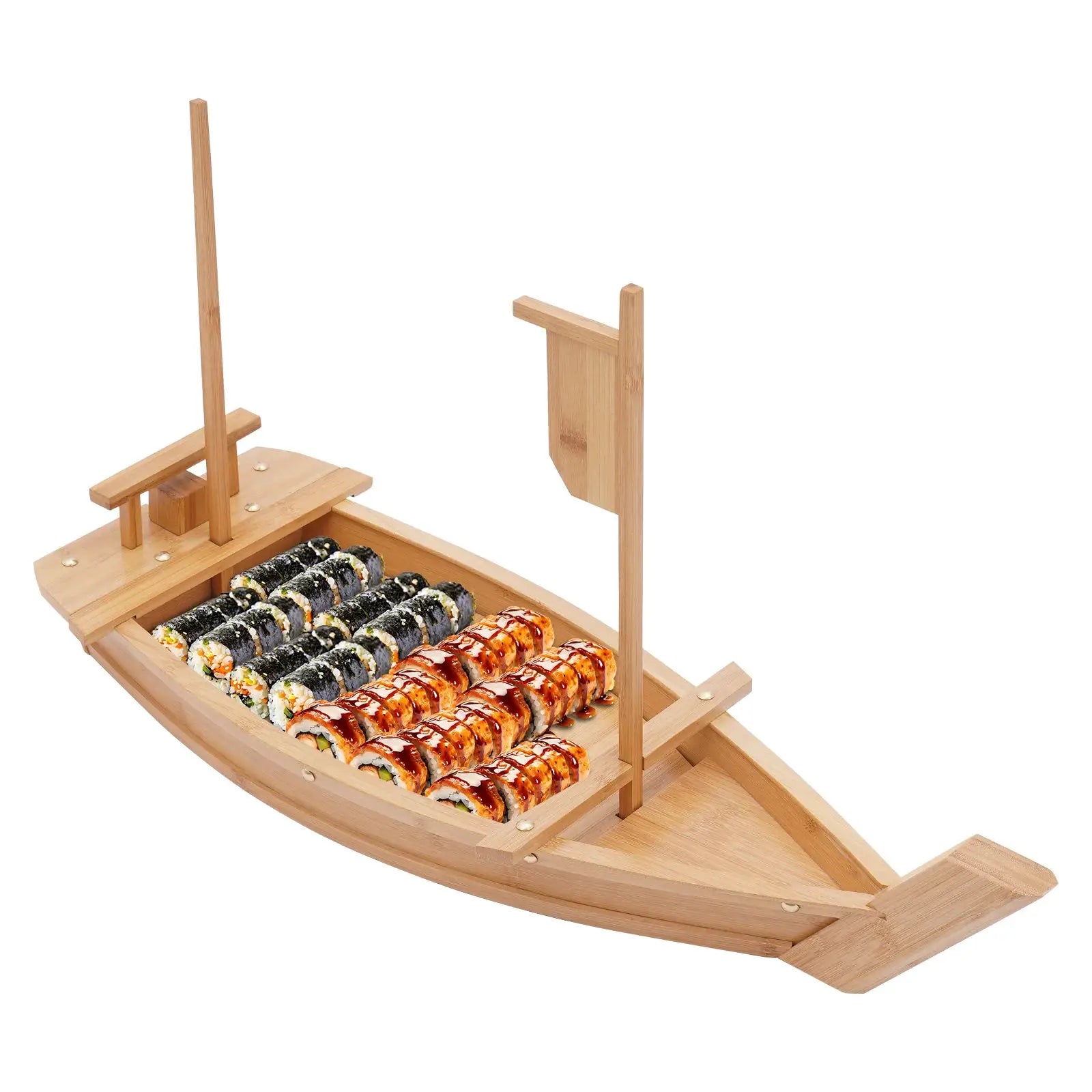 Sushi Boat Serving Tray 28in Large Size Bamboo Boat-Shaped Sushi Serving Tray for Party Buffet Dinner from PriceLows™