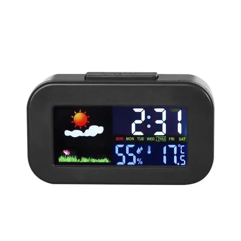 Intelligent Weather Station Clock Color Display Temperature Humidity Monitor Backlit Design for Bedroom Dorm Desk Kids Teens from PriceLows™