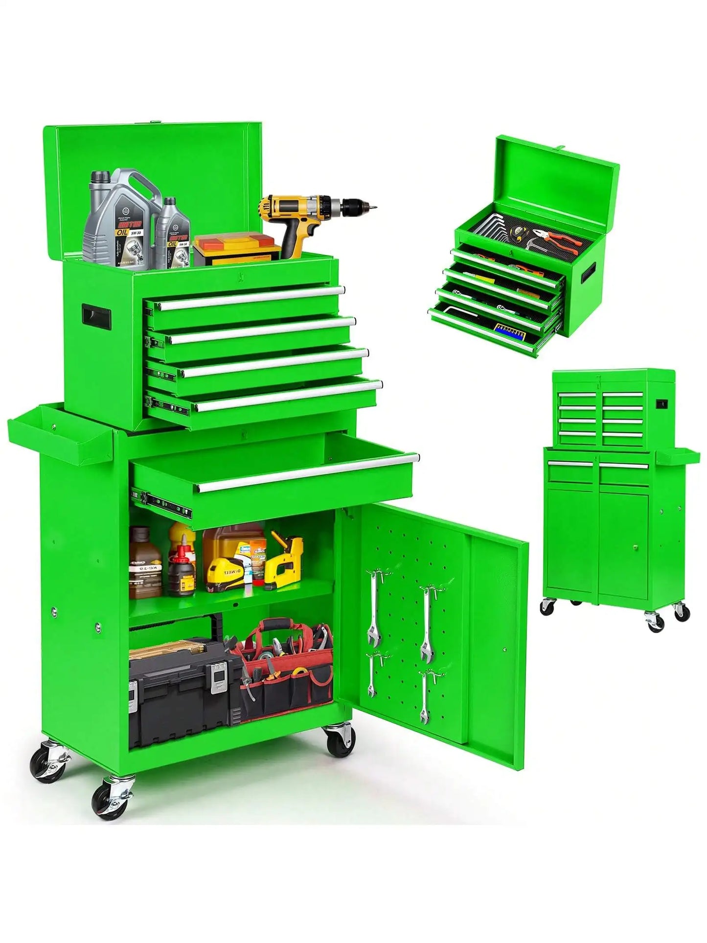 Rolling Tool Chest, 5-Drawer 2-In-1 Tool Cabinet With Lockable Wheels And Detachable Top Tool Box, Tool Cart For Warehouse, Workshop from PriceLows™