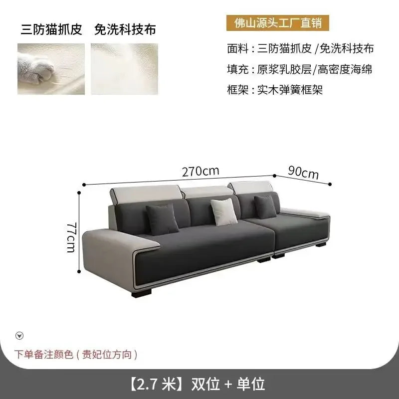 Sectional Sofa | Oversized Cushions | Gray | Curved
