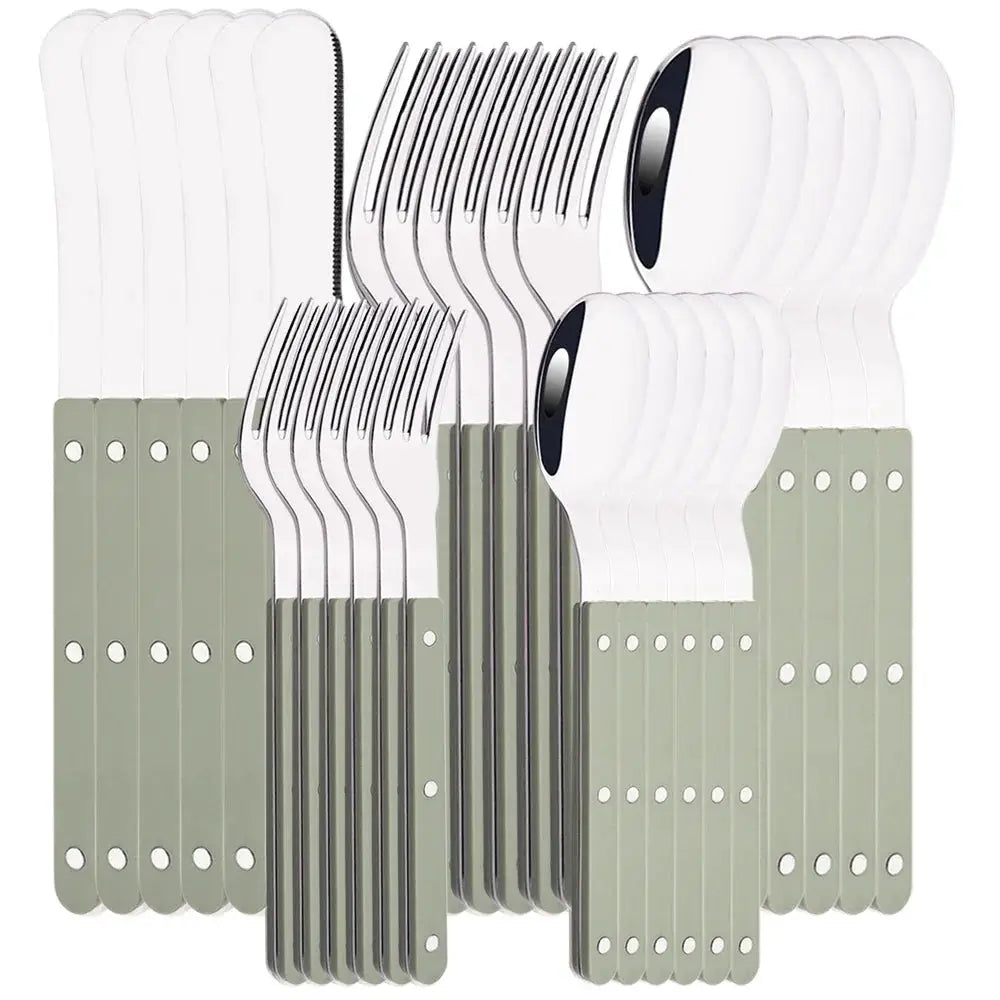 6/30Pcs Beige Silver Acrylic Handle Dinnerware Knife Fork Spoon Set Stainless Steels Cutlery Set Western Home Kitchen Flatware from PriceLows™