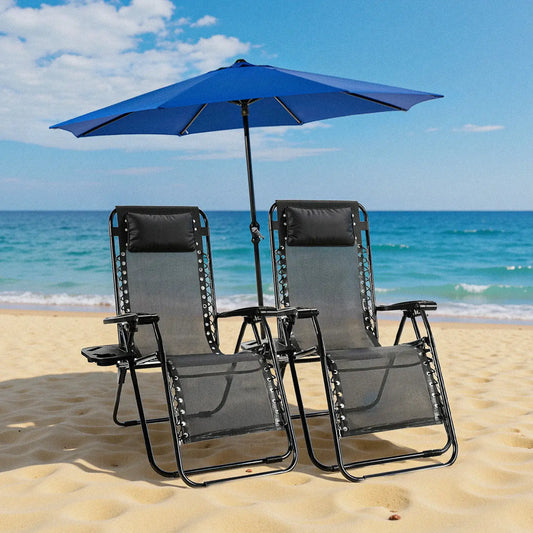 JHK Zero Gravity Portable Recliner Camping Patio Outdoor Garden Lounge Chair with Cup Holder Trays Adjustable Pillow for Backyard from PriceLows™