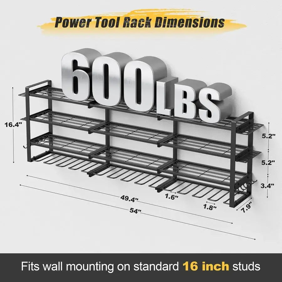 49.4 Large Power Tool Organizer Wall Mount, 4Tier Tool Storage Rack with 12 Drill Holders, 600LBS Load Heavy Duty Cordless Tool from PriceLows™