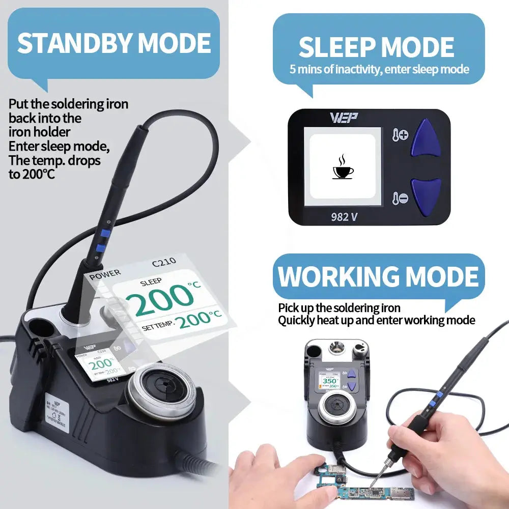 WEP 982V Portable Soldering Iron Station C210 C245 Digital Precision Soldering Station For Micro Component Phone Repair Tool from PriceLows™