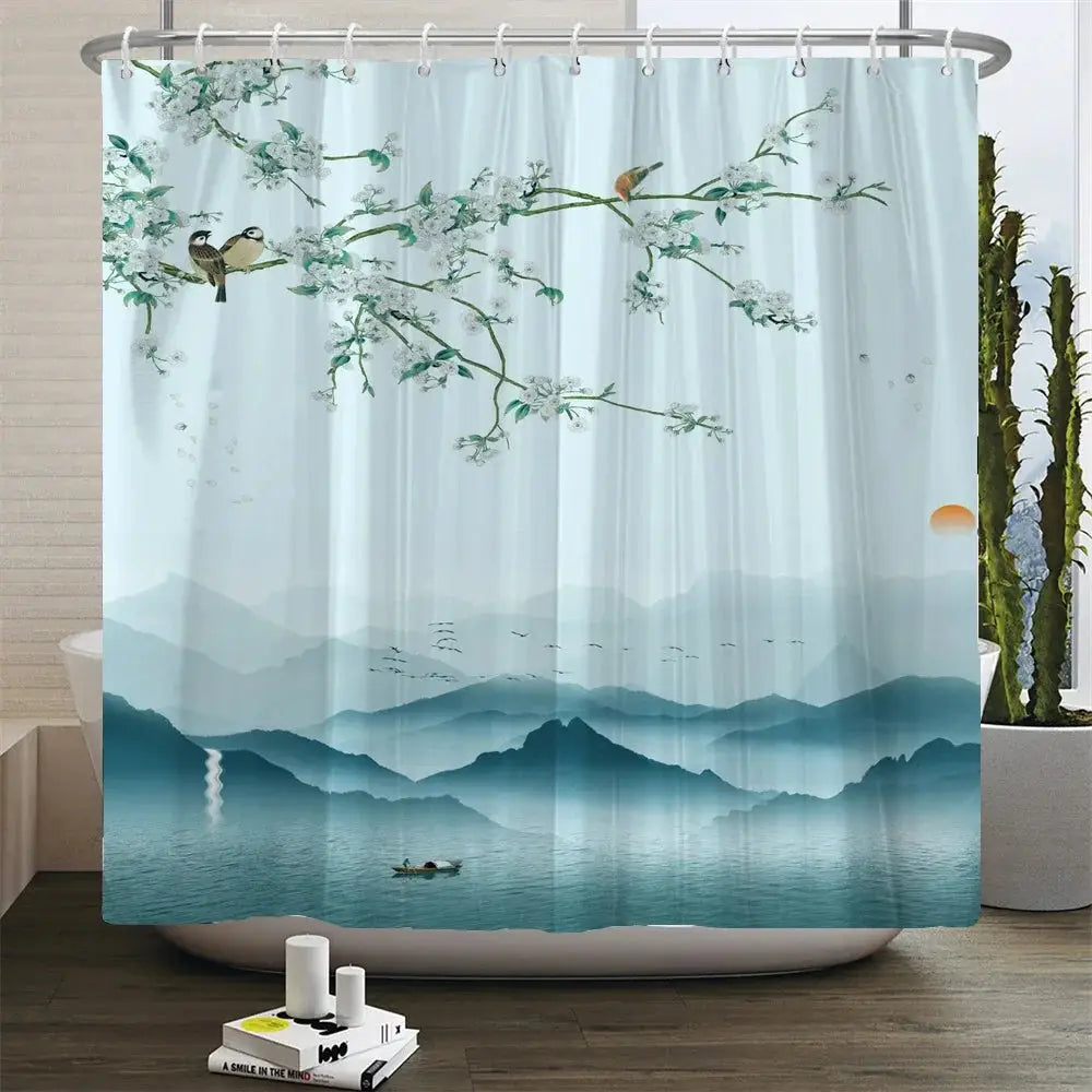 Chinese Style Flower and Birds Tree Shower Curtains Bath Curtain Waterproof Bathroom Decor With Hooks 3d Printing Bath Curtain from PriceLows™
