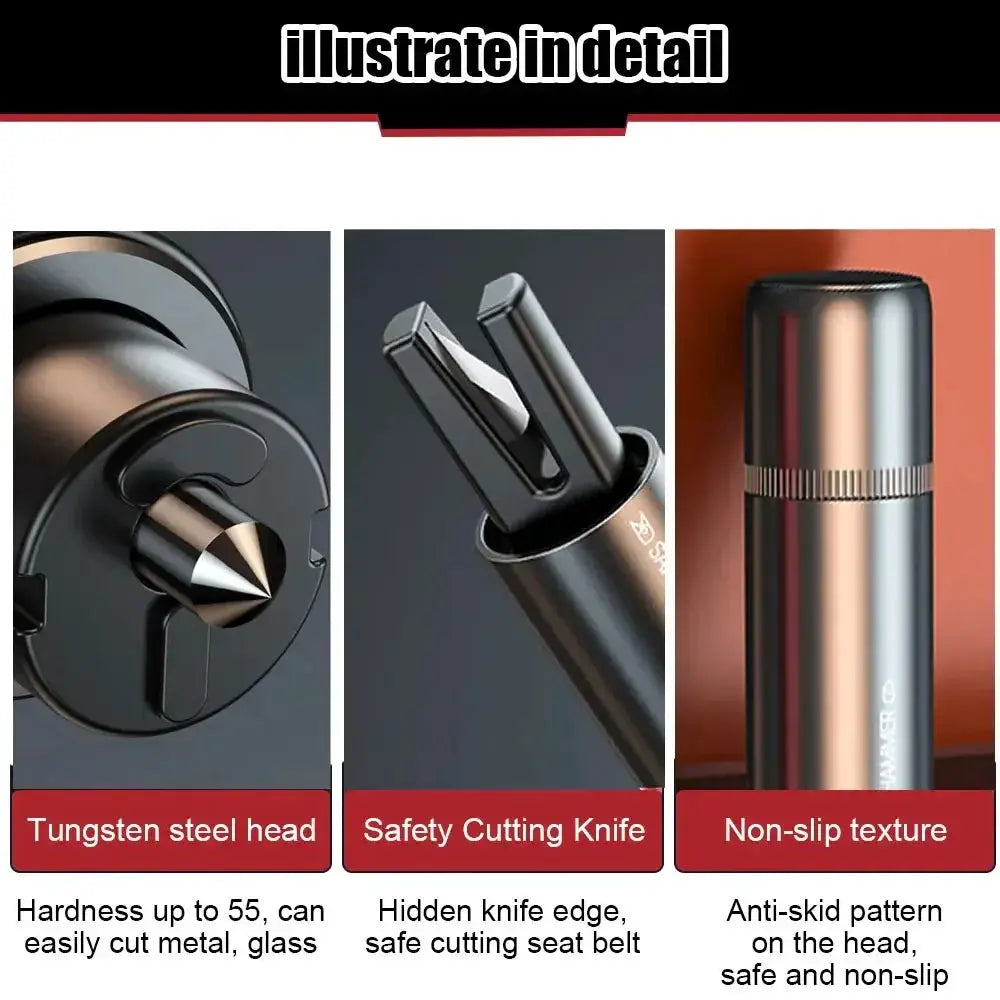 New 2 In 1 Car Safety Hammer Emergency Glass Breaker Cut The Seat Belt High Hardness Tungsten Steel Rescue Tool Auto Accessories from PriceLows™