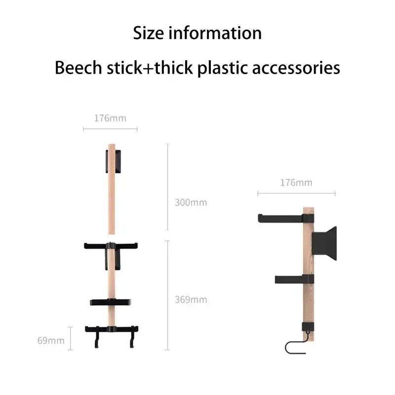 Bicycle Wall Rack 1 Set Beech Wood Mount Gear Storage Helmet Organizer for Entryway and Corridor Use from PriceLows™