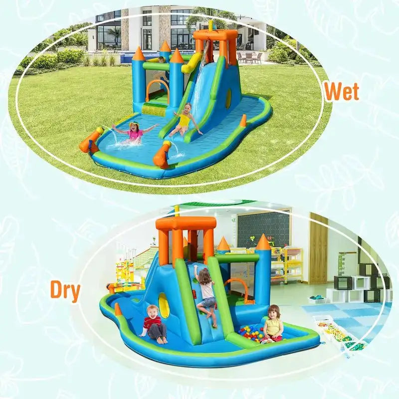 Inflatable Water Slide with Bounce House and Splash Pool without Blower for from PriceLows™