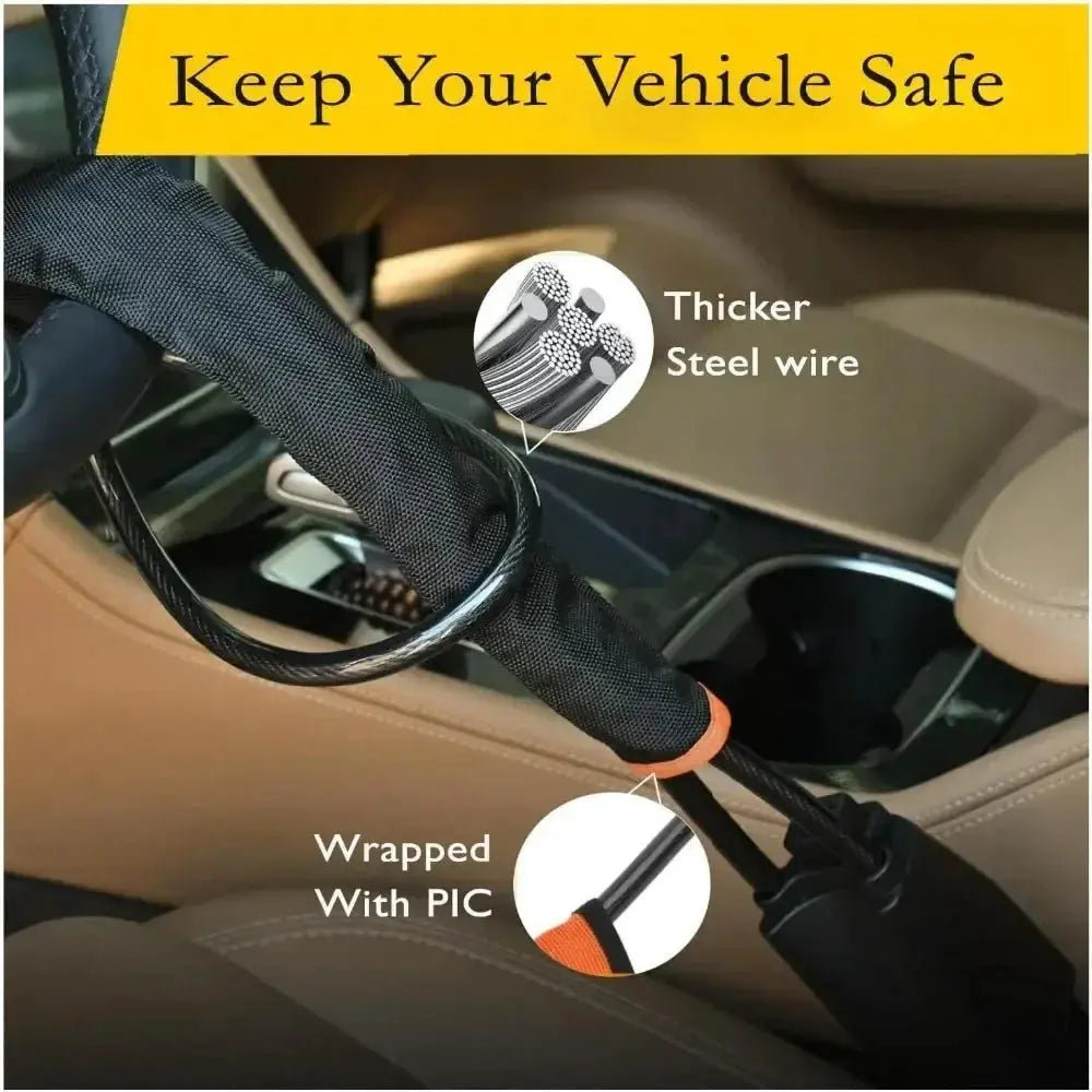 Universal anti-theft device safety belt buckle lock steel wire rope lock for Vehicles Prevent Theft Durable Security Rope from PriceLows™