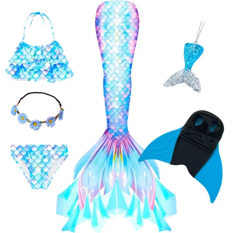 New Girls The Little Mermaid Tails Boy Memaid Swimsuit Bikini Bathing Suit Halloween Costume Girll Can add Monofin For Pool from PriceLows™