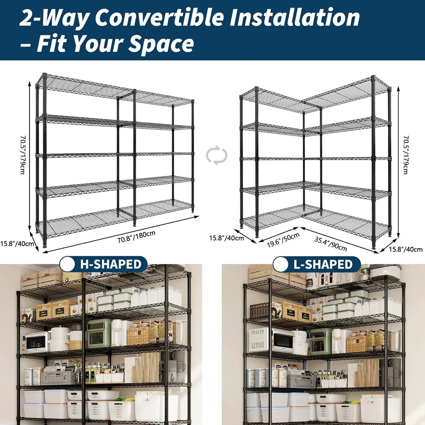 Heavy Duty Storage Shelves 4/5 Tiers Metal Shelving Unit Adjustable Organization Pantry Shelves for Kitchen Garage Commercial from PriceLows™
