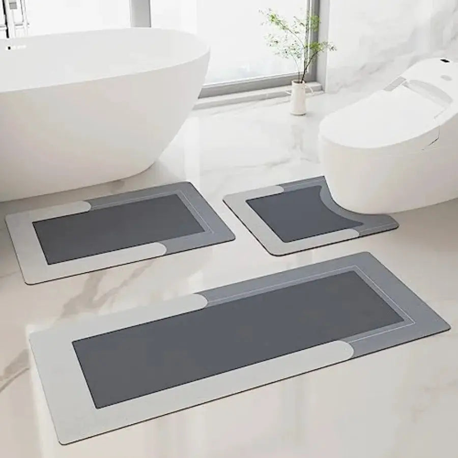 Bathroom Rugs Set 3 Pcs Bath Mat with Toilet Mats U-Shaped Non-Slip Water Absorbent Rubber Bathroom Mats for Tub Shower and Bat from PriceLows™