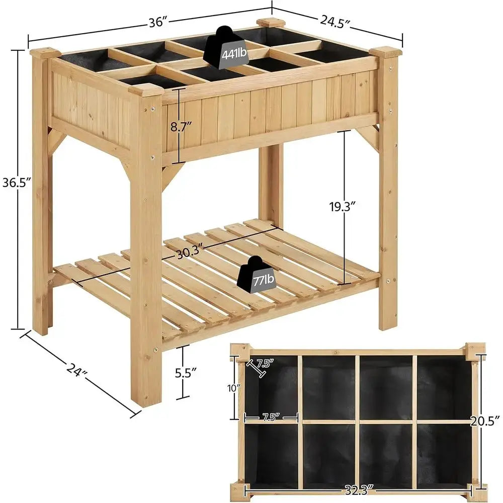 36 High x 25 Wide x 37 Long Elevated Garden Bed for 8 Herbs, Vegetables, and Plants - Outdoor Standing Planters with Grow Grid from PriceLows™