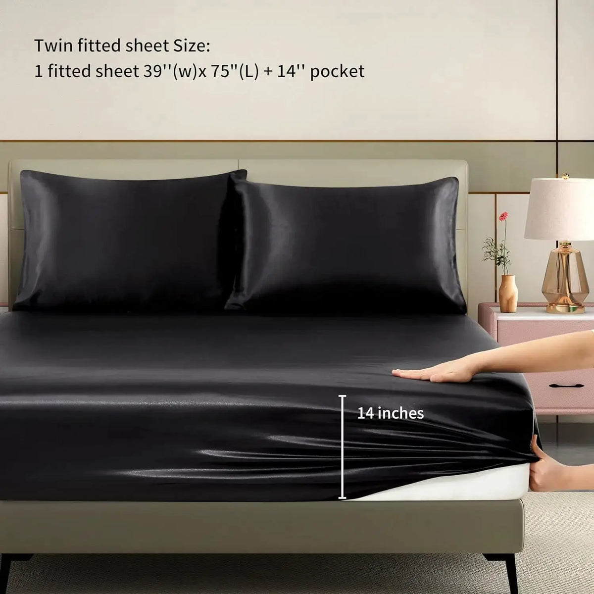 Satin Fitted Sheet | 100 Percent Polyester | Silky Soft | Solid Color