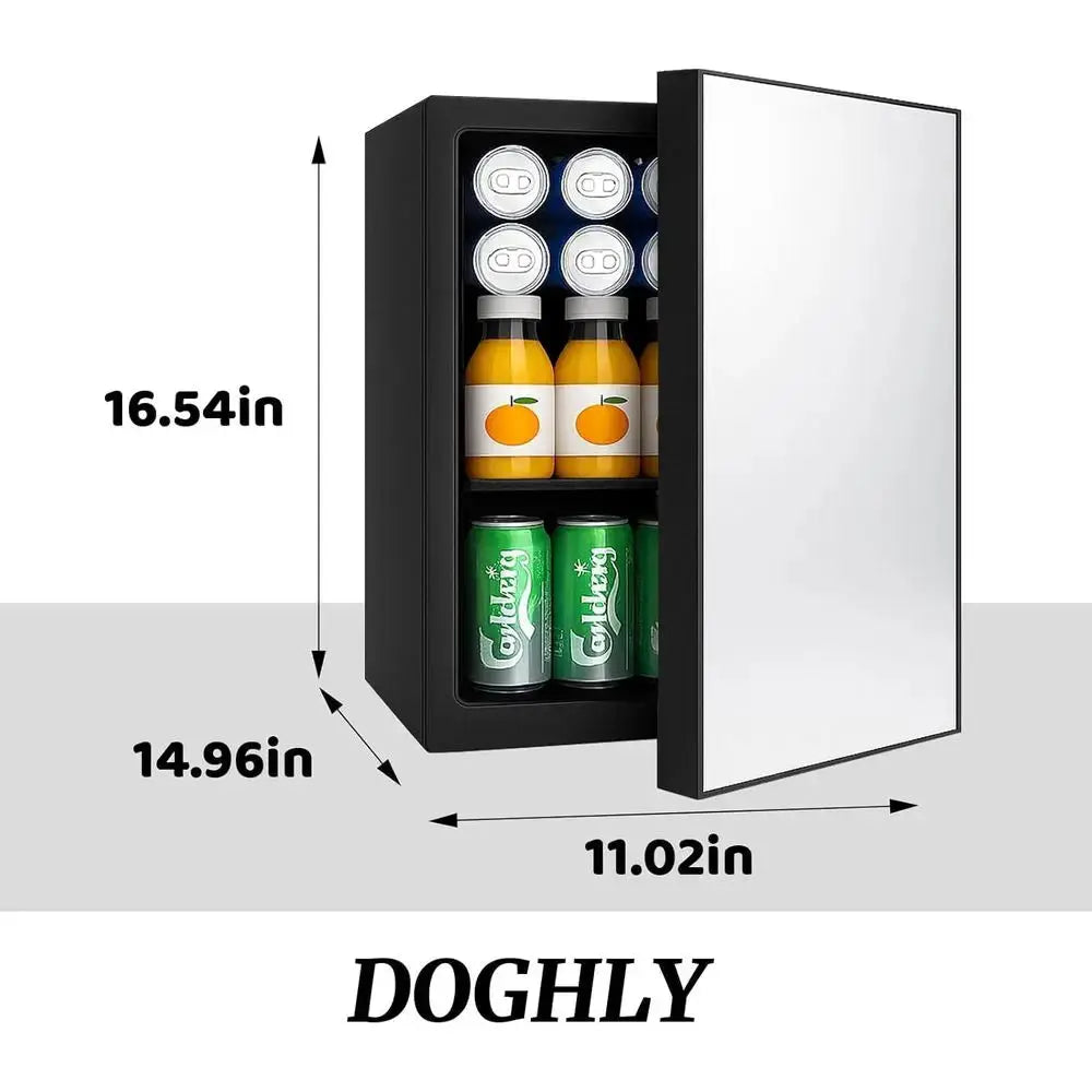 Mini 24-Can Beverage Refrigerator with Mirrored Door and Digital Temp Control, Ideal for Cosmetics, Skincare, Drinks, Bedroom, O from PriceLows™