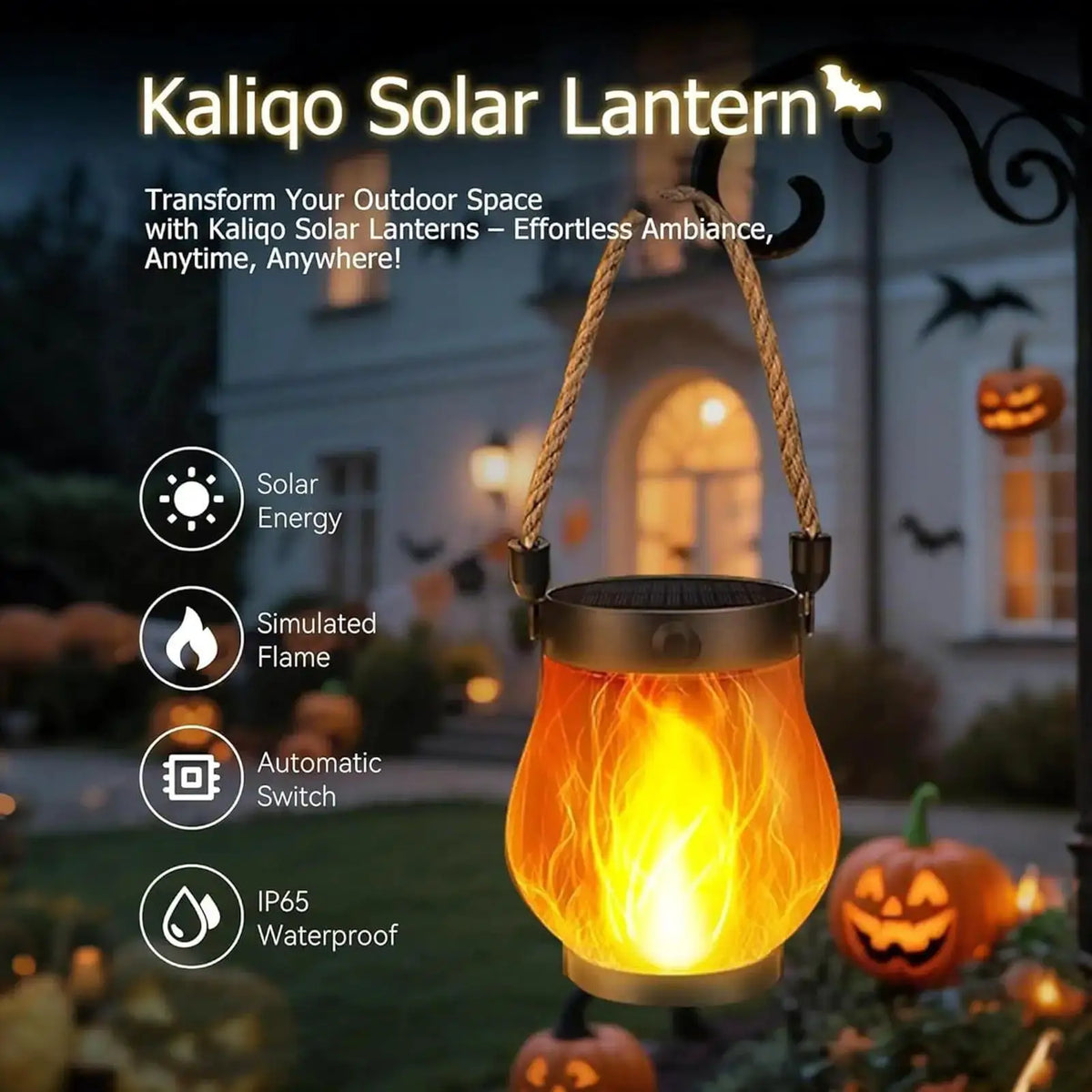 Solar Lantern | Waterproof Flickering Flame | USB Charging | Indoor Outdoor
