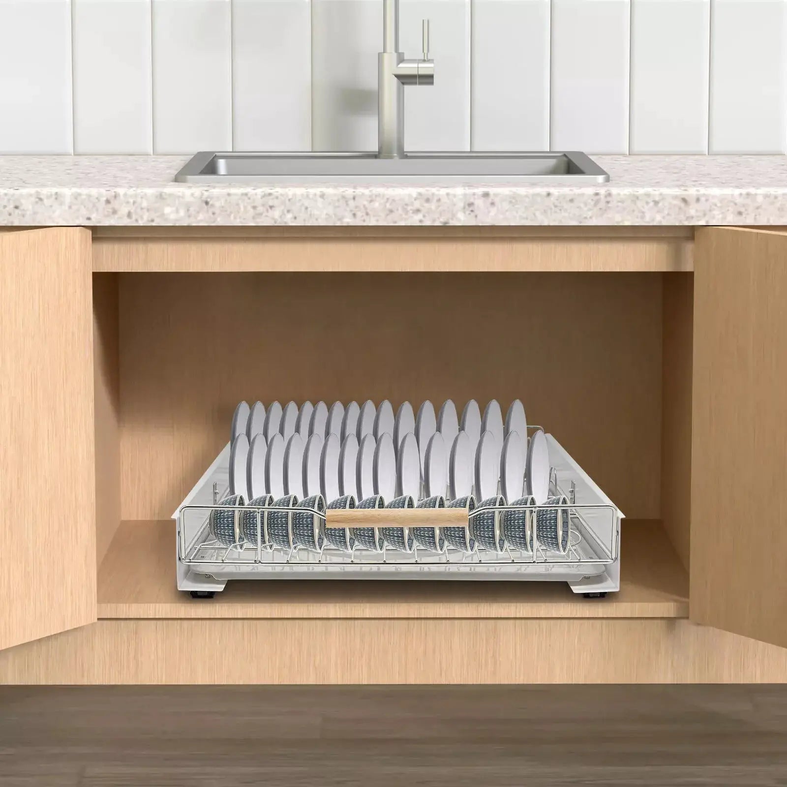 Modern Pull Out Dish Drainer Drawer Bottom-Mounted Slide Out Storage Shelf for Kitchen Cabinets, Under the Sink, Closets from PriceLows™