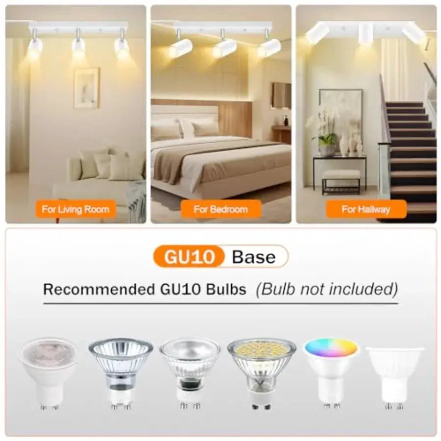 3 Light Track Lighting Kit, 3 Way Flexible Plug in Ceiling Spotlight, Industrial LED Wall Light for Kitchen Cabinet Gallery Bar from PriceLows™