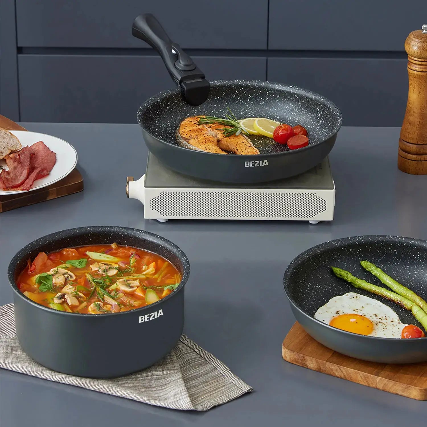 Induction Cookware Set 10 Pieces, Nonstick Pots and Pans Set with Removable Handles, for All Hobs, Stackable Design, Dishwasher/ from PriceLows™