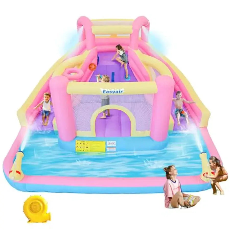 Inflatable Water Slide Bounce House for,12.1 FT x 10.3 FT Small Water Park Bouncy Castle, Double Slides, Jumper, Climbing Wall, from PriceLows™