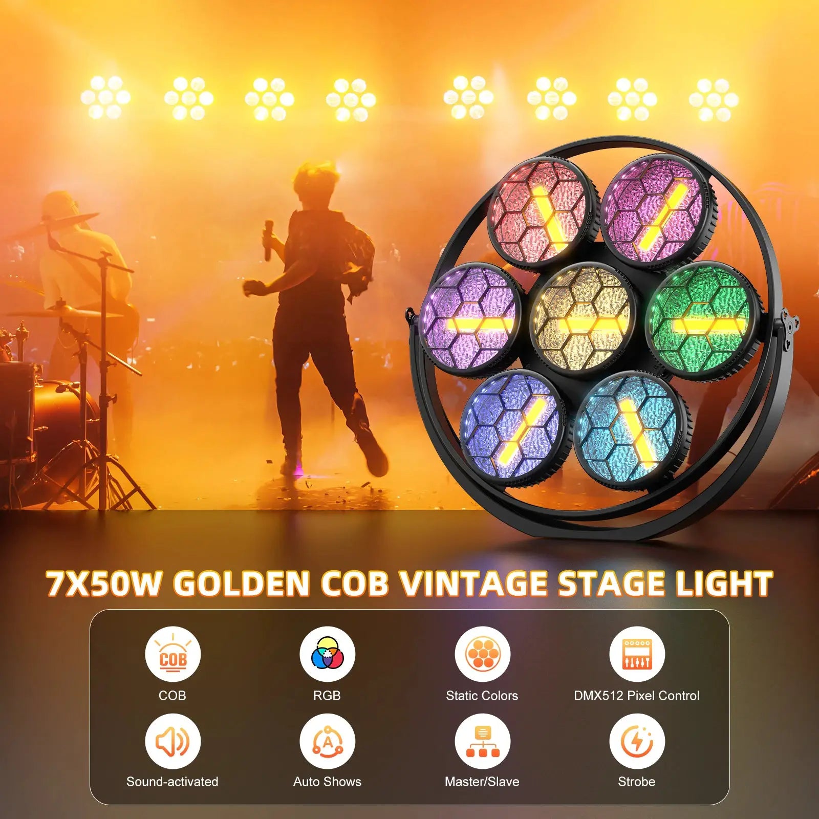 DayFlicker 4Pcs 350W 7-LED COB Linear Vintage Light Stage Light 1-20Hz Flash DMX512 16/37CH for Concert Weddings Nightclub Dance from PriceLows™