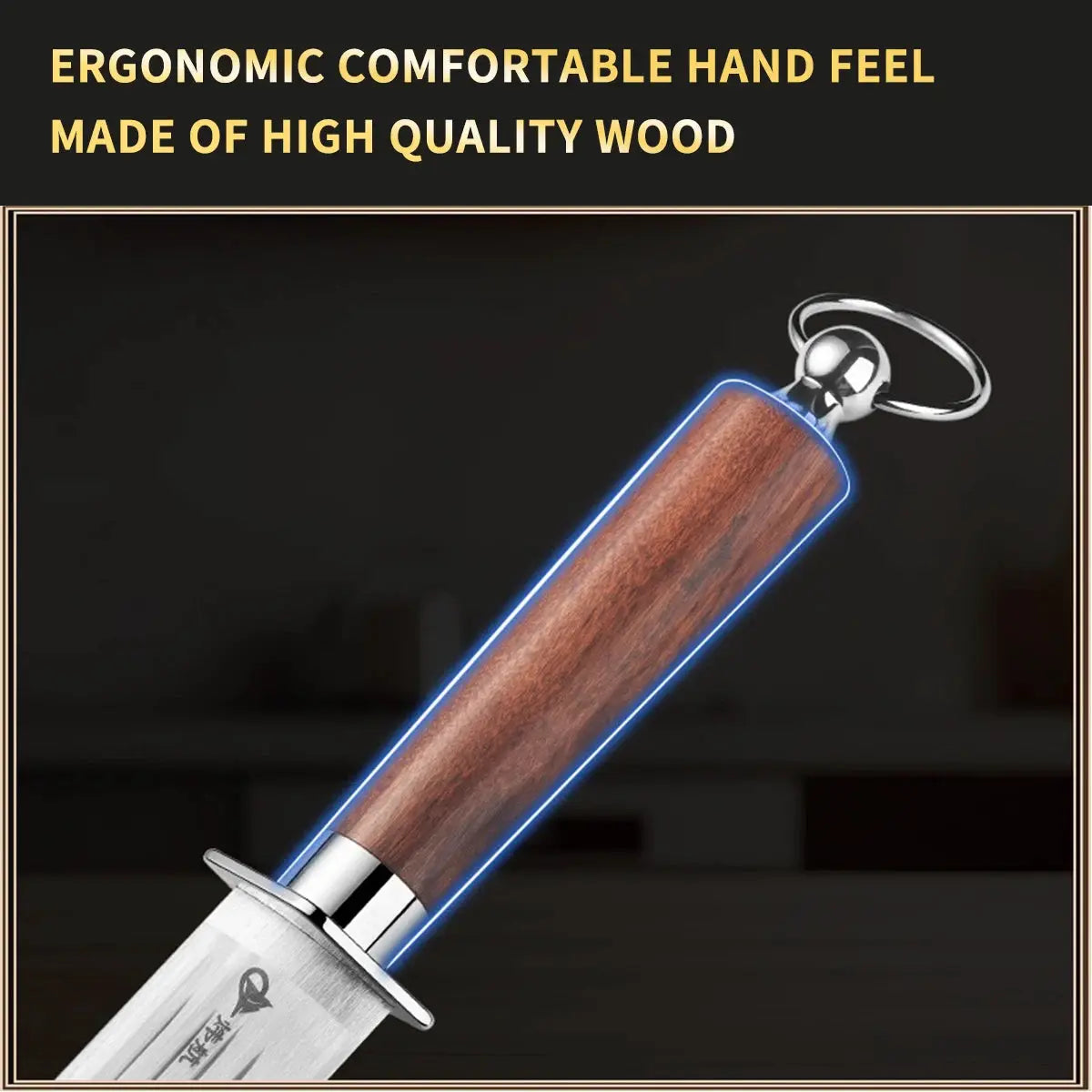 Knife Sharpening Rod | Tungsten Carbide Rod | Wood Handle | One Size
